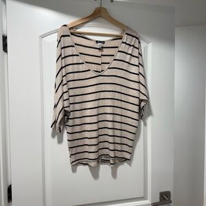 Striped Beige and Black Women's Top